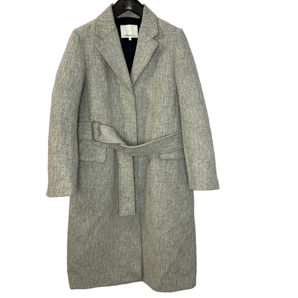 3.1 Phillip Lim Wool Blend Long Coat Belted Coat Grey Relaxed Minimalist Women 6